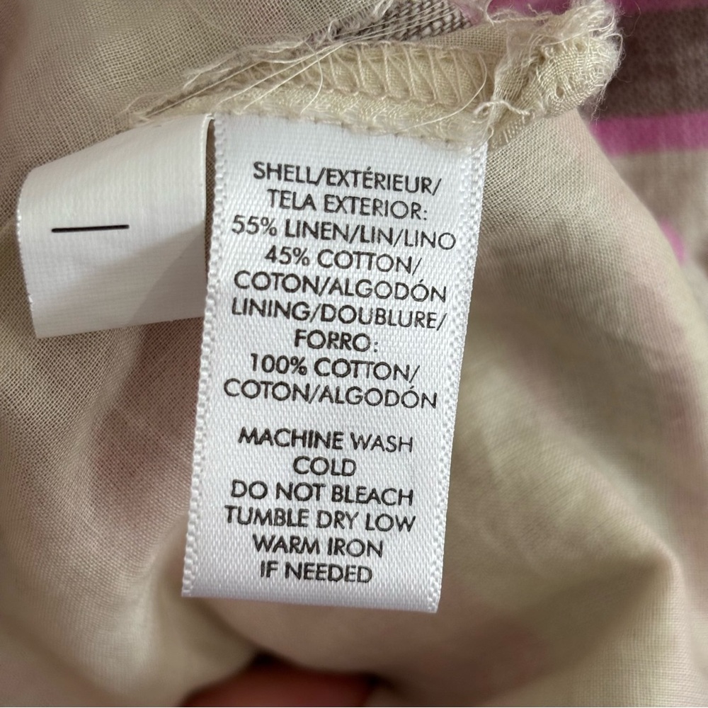 Ann Taylor Loft Womens Cut Out Back Linen Blend Striped Dress Size 8 Beige Pink - Picture 7 of 8